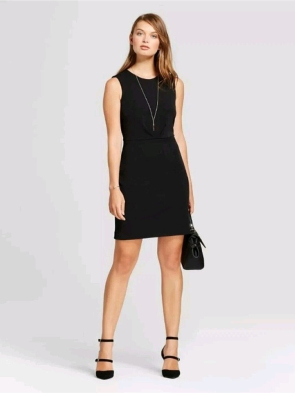A New Day Women's Bi-Stretch Twill Sleeveless Mini Sheath Dress- Black,Size 12